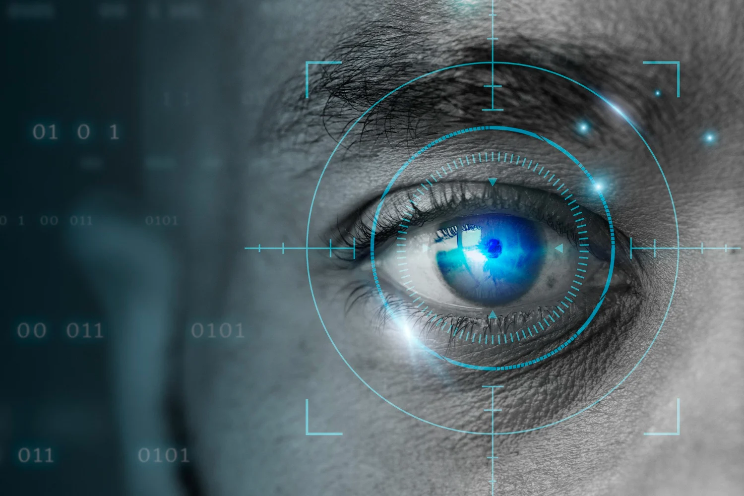 Security operator working with multiple monitoring screens
